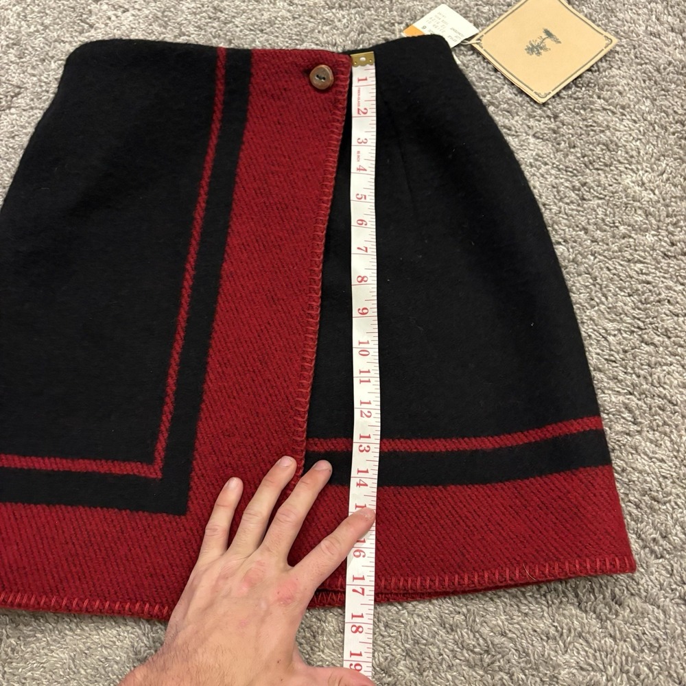 NEW VTG Ralph Lauren Country Store Buffalo Wool Skirt Red Black Women's Size 6 - Picture 2 of 14